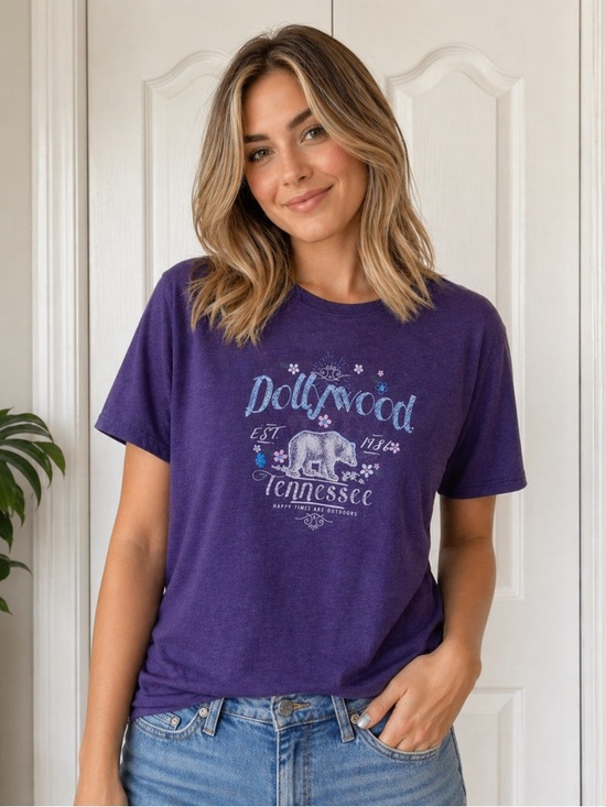 Live And Tell Tops - Dollywood Tennessee Purple Graphic Tee NWOT - 9062